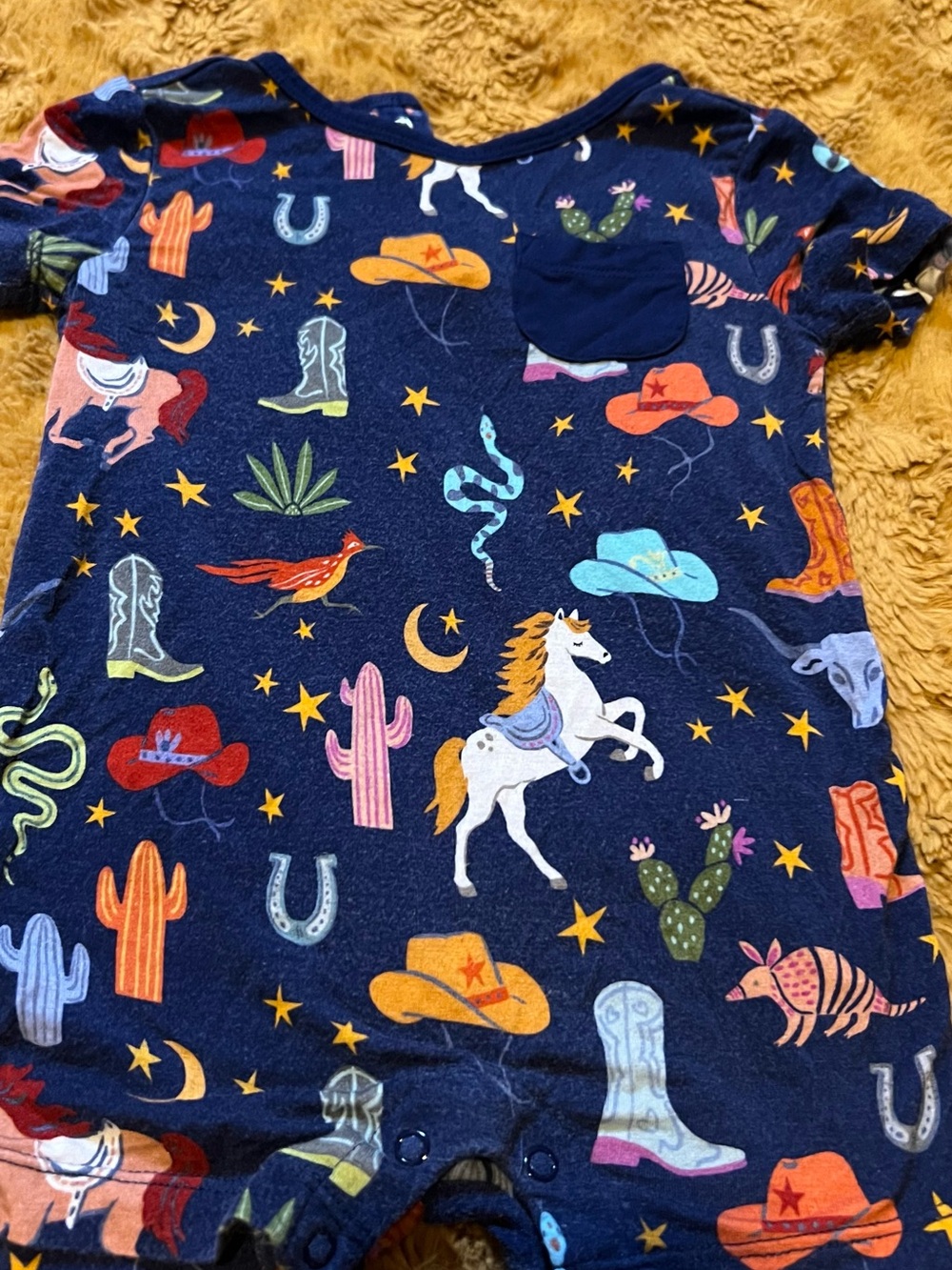 Little Sleepies Ready to Rodeo Shorty 3-6M Bamboo Western